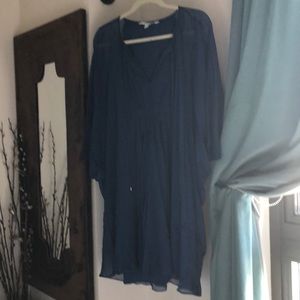 Navy blue silk DVF Fleurette Dress